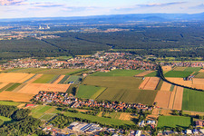 Village view from the north in the district Minderslachen in Kandel in the state Rhineland-Palatinate, Germany from above
