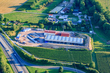 Geothermal plant of Pfalzwerke geofuture GmbH at Insheim on the A65 in Insheim in the state Rhineland-Palatinate, Germany from the drone perspective