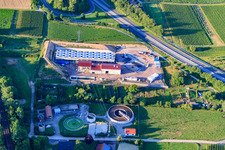 Geothermal plant of Pfalzwerke geofuture GmbH at Insheim on the A65 in Insheim in the state Rhineland-Palatinate, Germany viewn from the air