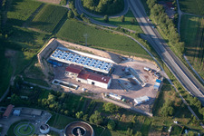 Power plants of geo-thermal power station on A65 in Insheim in the state Rhineland-Palatinate out of the air