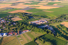 Geothermal plant of Pfalzwerke geofuture GmbH at Insheim on the A65 in Insheim in the state Rhineland-Palatinate, Germany from the drone perspective