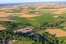 Geothermal plant of Pfalzwerke geofuture GmbH at Insheim on the A65 in Insheim in the state Rhineland-Palatinate, Germany from a drone