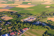 Geothermal plant of Pfalzwerke geofuture GmbH at Insheim on the A65 in Insheim in the state Rhineland-Palatinate, Germany seen from a drone