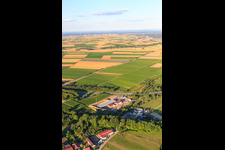Aerial view of Geothermal plant of Pfalzwerke geofuture GmbH at Insheim on the A65 in Insheim in the state Rhineland-Palatinate, Germany