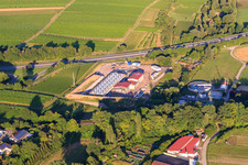 Oblique view of Geothermal plant of Pfalzwerke geofuture GmbH at Insheim on the A65 in Insheim in the state Rhineland-Palatinate, Germany