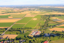 Geothermal plant of Pfalzwerke geofuture GmbH at Insheim on the A65 in Insheim in the state Rhineland-Palatinate, Germany from above