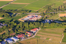 Geothermal plant of Pfalzwerke geofuture GmbH at Insheim on the A65 in Insheim in the state Rhineland-Palatinate, Germany seen from above