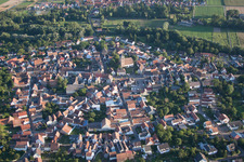 Aerial photograpy of Town View of the streets and houses of the residential areas in the district Billigheim in Billigheim-Ingenheim in the state Rhineland-Palatinate