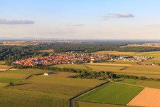 Aerial photograpy of View of the town from the southwest in Steinweiler in the state Rhineland-Palatinate, Germany