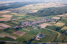 Aerial view of From the southeast in Erlenbach bei Kandel in the state Rhineland-Palatinate, Germany