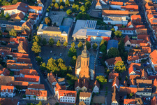 Aerial view of Renovated town hall on the market square in Kandel in the state Rhineland-Palatinate, Germany