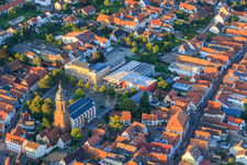 Oblique view of Renovated town hall on the market square in Kandel in the state Rhineland-Palatinate, Germany