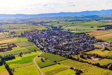 Village view from the southeast in Minfeld in the state Rhineland-Palatinate, Germany seen from above