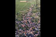 Oblique view of Town View of the streets and houses of the residential areas in Oberotterbach in the state Rhineland-Palatinate, Germany