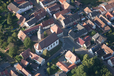 Aerial view of Church in the district Pleisweiler in Pleisweiler-Oberhofen in the state Rhineland-Palatinate, Germany
