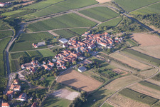 District Oberhofen in Pleisweiler-Oberhofen in the state Rhineland-Palatinate, Germany seen from above