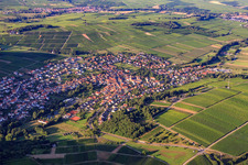 Wine-growing village on the edge of the Haardt from the southwest in Klingenmünster in the state Rhineland-Palatinate, Germany