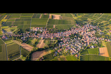 Village overview from the south in Göcklingen in the state Rhineland-Palatinate, Germany