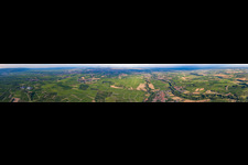 Panoramic perspective of Fields of wine cultivation landscape in the rhine valley near Billigheim-Ingenheim in the state Rhineland-Palatinate, Germany