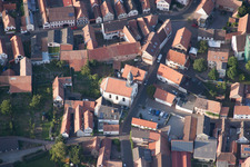 Aerial view of Church building in the village of in Goecklingen in the state Rhineland-Palatinate, Germany