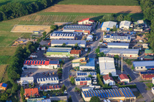 Aerial view of Am Gäxwald commercial area in Herxheim bei Landau in the state Rhineland-Palatinate, Germany