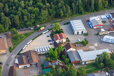 Aerial view of Am Kleinwald commercial area with Probus Schultz in Herxheim bei Landau in the state Rhineland-Palatinate, Germany