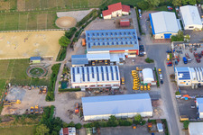Am Gäxwald industrial estate with REGAB GmbH civil engineering, transparent packaging Weber GmbH and Feinwerk precision and measuring technology GmbH & Co. KG in Herxheim bei Landau in the state Rhineland-Palatinate, Germany