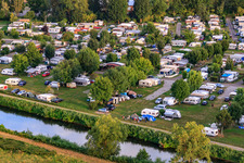 Aerial photograpy of Camping Resort Rülzheim At the Moby Dick Leisure Center in Rülzheim in the state Rhineland-Palatinate, Germany