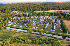 Oblique view of Camping Resort Rülzheim At the Moby Dick Leisure Center in Rülzheim in the state Rhineland-Palatinate, Germany