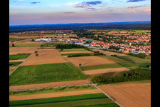 Aerial view of City view from NW in Rülzheim in the state Rhineland-Palatinate, Germany