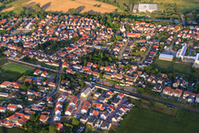 Railway crossing Eisenbahnstr in the district Berghausen in Römerberg in the state Rhineland-Palatinate, Germany