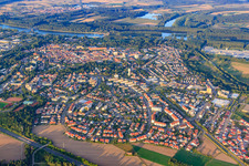 Aerial view of Ludwig-Erhard-Straße in Germersheim in the state Rhineland-Palatinate, Germany
