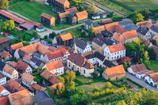 Aerial view of Church of St. Anthony in Herxheimweyher in the state Rhineland-Palatinate, Germany