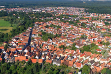 Bahnhofstr in Jockgrim in the state Rhineland-Palatinate, Germany from the drone perspective