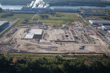 Oberwald industrial area in Wörth am Rhein in the state Rhineland-Palatinate, Germany from the plane