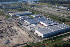 Drone image of Oberwald industrial area in Wörth am Rhein in the state Rhineland-Palatinate, Germany