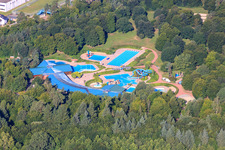 Aerial photograpy of Water park Wörth am Rhein in Wörth am Rhein in the state Rhineland-Palatinate, Germany