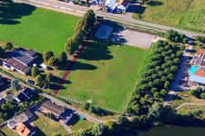 Aerial view of Football field Leimersheim in Leimersheim in the state Rhineland-Palatinate, Germany
