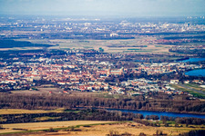 City view from the southeast in the district Rheinhausen in Oberhausen-Rheinhausen in the state Baden-Wuerttemberg, Germany