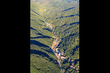 Kanzelbachtal from the west with Heinrich Kling Mälzerei GmbH & Co. KG in Schriesheim in the state Baden-Wuerttemberg, Germany