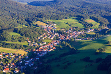 View of the Odenwald from the north in the district Unter-Abtsteinach in Abtsteinach in the state Hesse, Germany