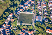 Sports grounds and football pitch near Sports and Celebration-hall in Wald-Michelbach in the state Hesse, Germany