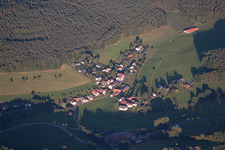 Aerial view of District Güttersbach in Mossautal in the state Hesse, Germany