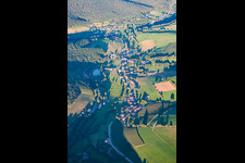 Aerial view of District Hüttenthal in Mossautal in the state Hesse, Germany