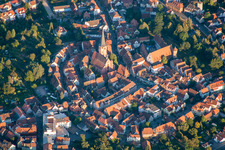 Aerial photograpy of Historic Old Town in Michelstadt in the state Hesse, Germany