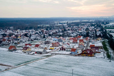 New development area NE in winter with snow in the district Schaidt in Wörth am Rhein in the state Rhineland-Palatinate, Germany