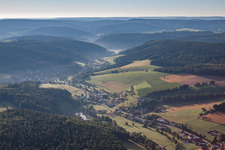 Oblique view of District Hüttenthal in Mossautal in the state Hesse, Germany