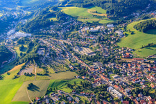 Aerial view of View of the town in the Odenwald from the northwest in Wald-Michelbach in the state Hesse, Germany