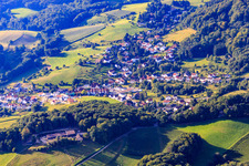 Village view in the Odenwald from the north in the district Oberflockenbach in Weinheim in the state Baden-Wuerttemberg, Germany