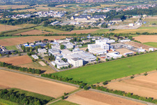 Otto-Hahn-Straße industrial area with Corden Pharma GmbH in Plankstadt in the state Baden-Wuerttemberg, Germany